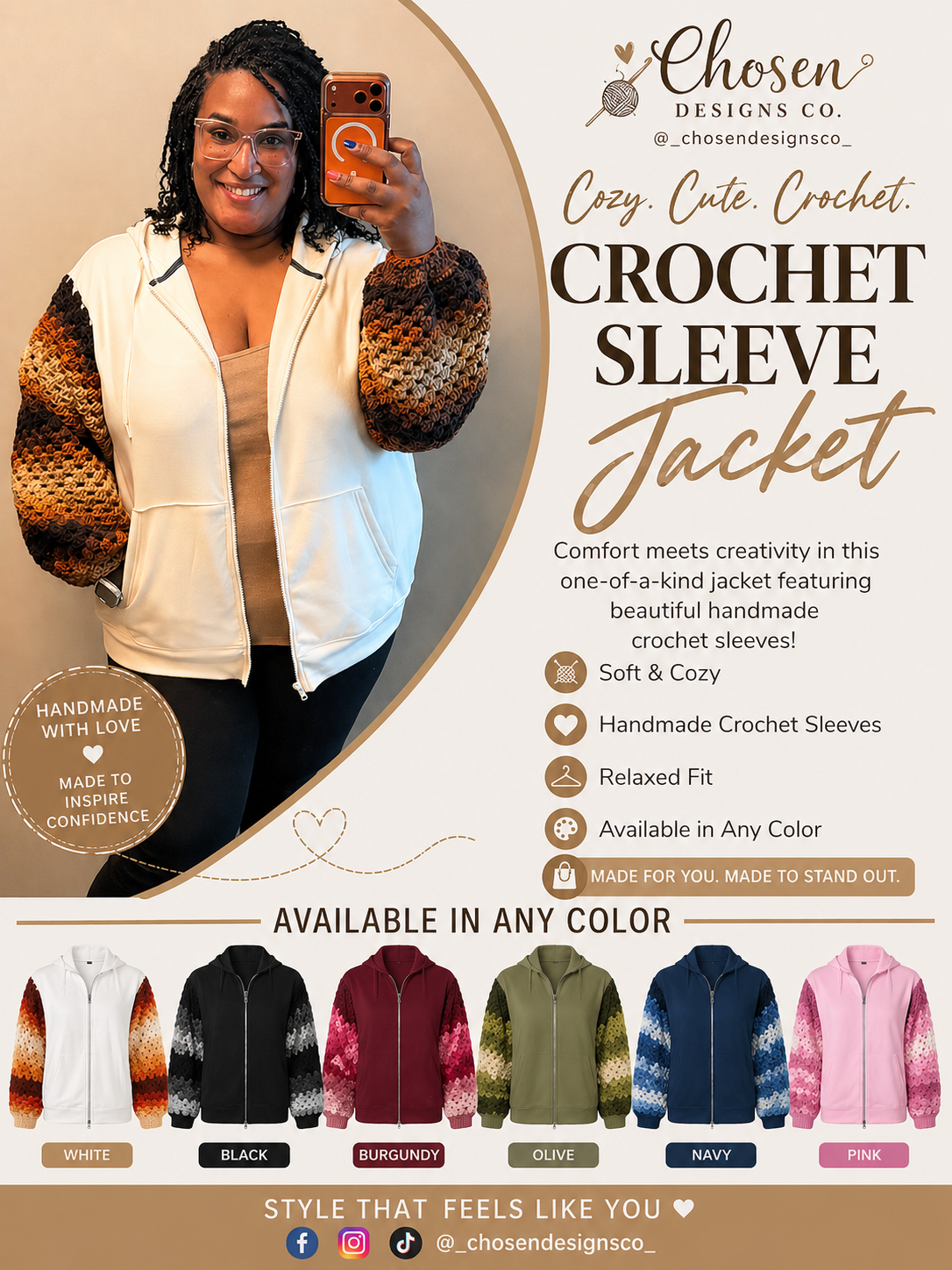 Crochet Sleeve Jacket | Handmade Statement Jacket
